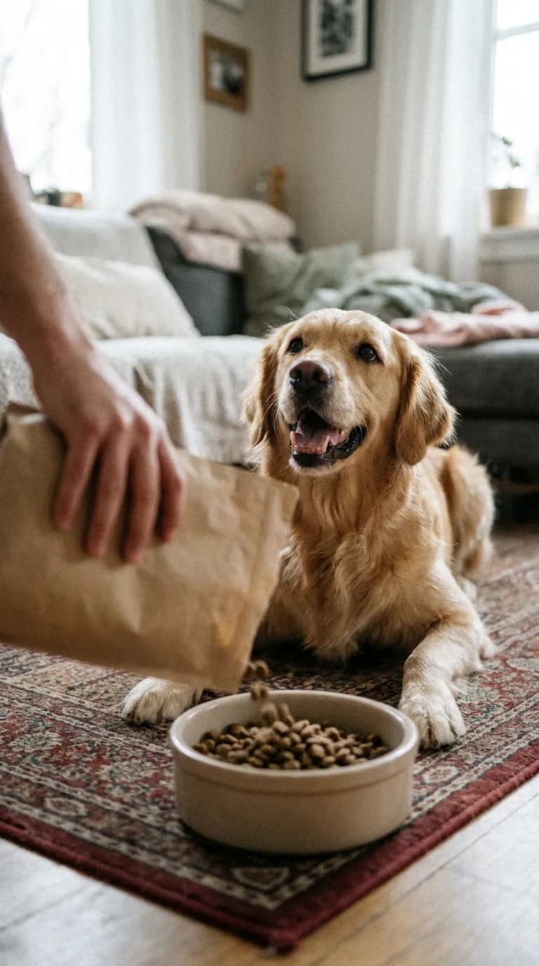 Example UGC: dog waiting for food